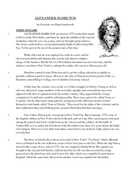 Preview of Alexander Hamilton - Informational Text Test Prep