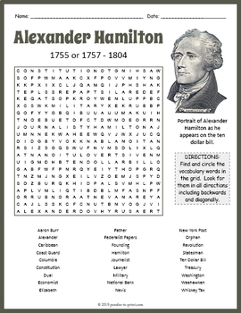 alexander hamilton history word search fun by puzzles to