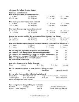 Preview of Alexander Technique Session Survey