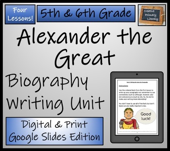Preview of Alexander the Great Biography Writing Unit Digital & Print | 5th & 6th Grade