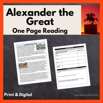 Preview of Alexander the Great One Page Reading: Print & Digital