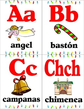 Alfabeto de Navidad en español. Christmas Spanish alphabet flashcards!!