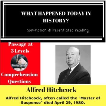 Preview of Alfred Hitchcock Differentiated Reading Comprehension Passage April 29