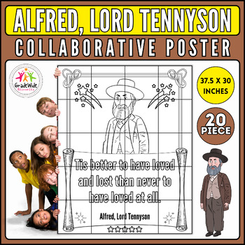 Preview of Alfred, Lord Tennyson Collaborative Coloring Poster: National Poetry Month Craft