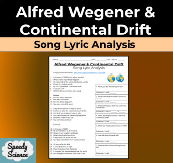 Preview of Alfred Wegener and Continental Drift Song Lyric Analysis 