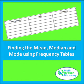 Preview of Alg 1 - Finding the Mean, Median and Mode Using Frequency Tables