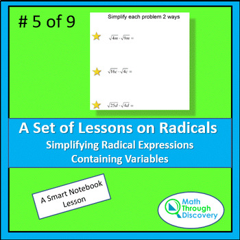 Preview of Alg 1 - Simplifying Radical Expressions Containing Variables