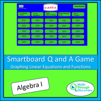 Preview of Alg 1 - Smartboard Q and A Game - Graphing Linear Equations and Functions
