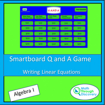 Preview of Alg 1 - Smartboard Q and A Game - Writing Linear Equations