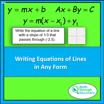 Preview of Alg 1 - Writing Equations of Lines in Any Form Activity Sheet