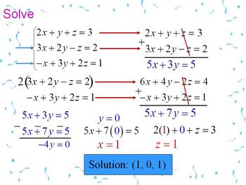 Preview of Alg 2 -- Solving Systems of Equations with Three Variables