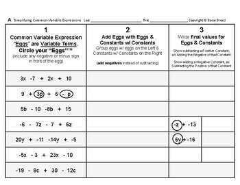 Preview of Algebra 01: Collect Like Terms & Simplify Algebraic Expressions