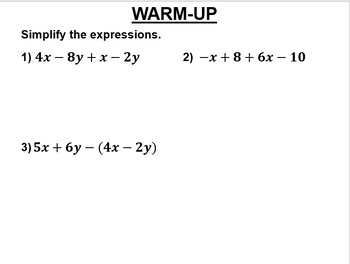 Preview of Algebra 1 - 10.2 Add and Subtract Polynomials