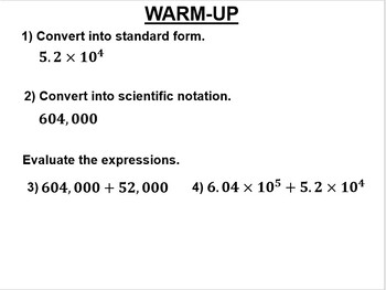 Preview of Algebra 1 - 10.3 Add and Subtract Scientific Notation