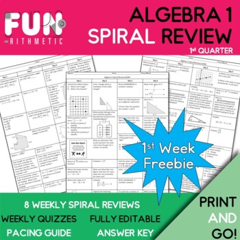 Preview of Algebra 1 1st Quarter Spiral Review 1st Week *Freebie*