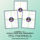 Algebra 1 & 2 Polynomials Assessments Bundle