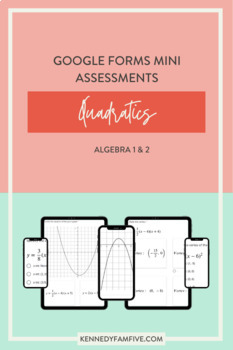 Preview of Algebra 1 & 2 Quadratics Assessments Bundle
