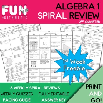 Preview of Algebra 1 2nd Quarter Spiral Review 1st Week *Freebie*