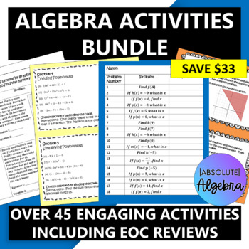 Preview of Algebra 1 Activities Bundle with EOC Reviews