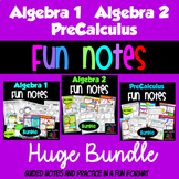 Algebra 1 Algebra 2 PreCalculus Combo Bundle of Fun Notes 