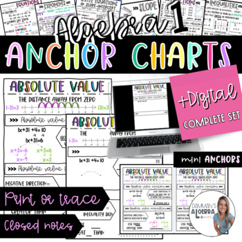 Preview of Algebra 1 Anchor Charts - Digital Anchors and notes