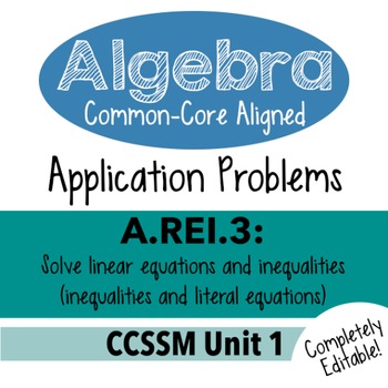 Preview of Algebra 1 Assessment A.REI.3 - Solve Inequality & Literal Equations CCSSM Unit 1