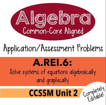 Preview of Algebra 1 Assessment A.REI.6 - Solve Linear Systems Graphically CCSSM Unit 2