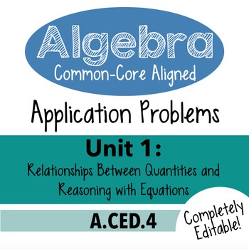 Preview of Algebra 1 Assessment A.CED.4 - Rearrange Linear Formulas CCSSM Unit 1