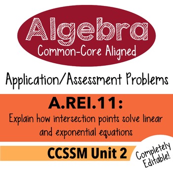 Preview of Algebra 1 Assessment A.REI.11 - Solve Equations Graphically CCSSM Unit 2