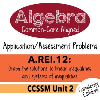 Preview of Algebra 1 Assessment A.REI.12 - Graph Linear Inequalities & Systems CCSSM Unit 2