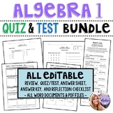 Algebra 1 - Assessments: ALL Editable Quiz and Test - Growing Set