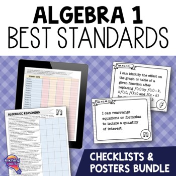 Preview of Algebra 1 BEST Standards I Can Posters & Checklists Bundle Florida Math