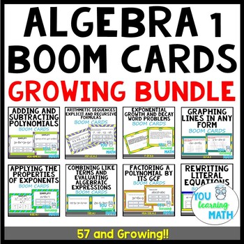 Preview of Algebra 1 Topics: Digital BOOM Card BUNDLE - 59 and GROWING!!