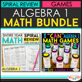 Algebra 1 BUNDLE | Spiral Review, Games & Quizzes for the 