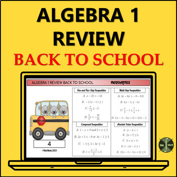 Preview of Algebra 1 Back to School Digital Review - 20 Main Topics 100 Problems