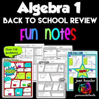 Preview of Algebra 1 Back to School Readiness FUN Notes Doodle Page Review