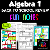 Algebra 1 Back to School Readiness FUN Notes Doodle Page Review