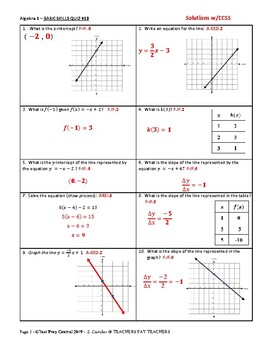 Algebra 1 - Basic Skills Quiz #13 by Tech Know Math | TpT