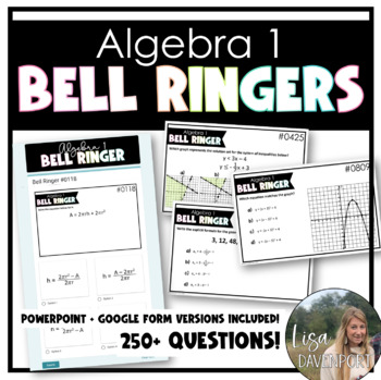 Preview of Algebra 1 Bell Ringers with Google Forms