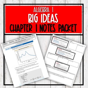 Preview of Algebra 1 Big Ideas - Chapter 1 Notes Packet