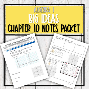 Preview of Algebra 1 Big Ideas - Chapter 10 Notes Packet