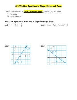 Preview of Algebra 1 Big Ideas Chapter 4 Lesson Notes and KEYS