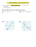 Algebra 1 Big Ideas Chapter 4 Lesson Notes and KEYS