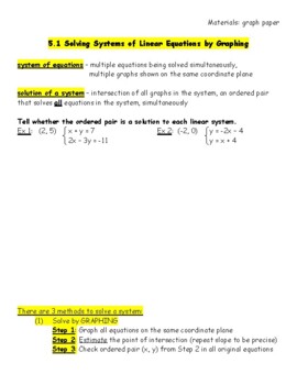 Preview of Algebra 1 Big Ideas Chapter 5 Lesson Notes and KEYS