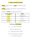 Algebra 1 Big Ideas Chapter 7 Lesson Notes and KEYS