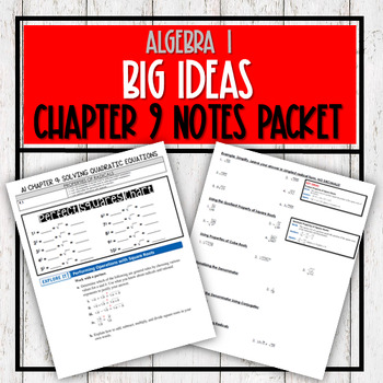 Preview of Algebra 1 Big Ideas - Chapter 9 Notes Packet