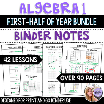 Preview of Algebra 1 - Binder Notes Bundle for the First Half of the Year