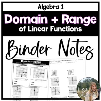 Preview of Domain and Range of Linear Functions - Algebra 1 Binder Notes