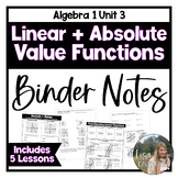 Linear and Absolute Value Functions - Editable Algebra 1 B