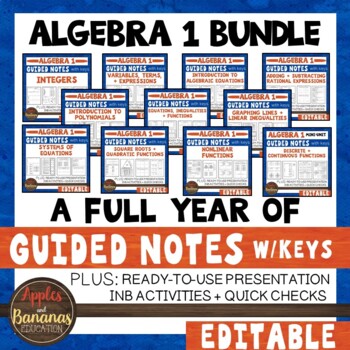 Algebra 1 Interactive Notebook Activities and Scaffolded Notes